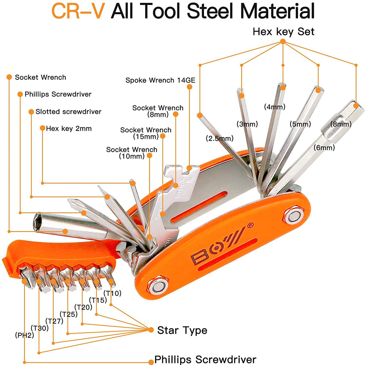 20 in 1 Bicycle Utility Multi-Tool