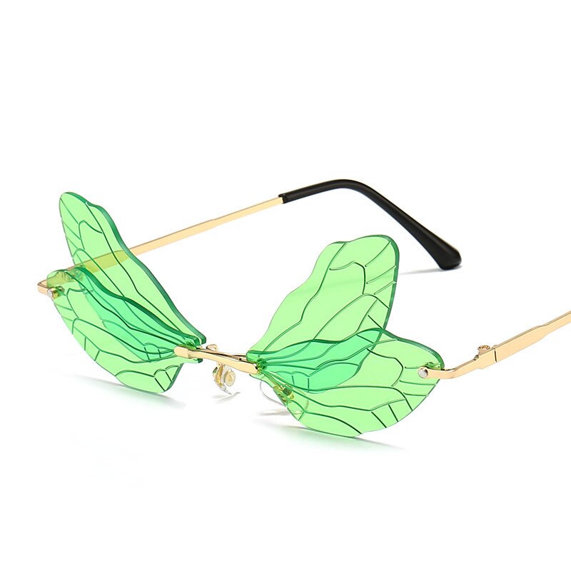 Designer Vintage Dragonfly Rimless Sunglasses