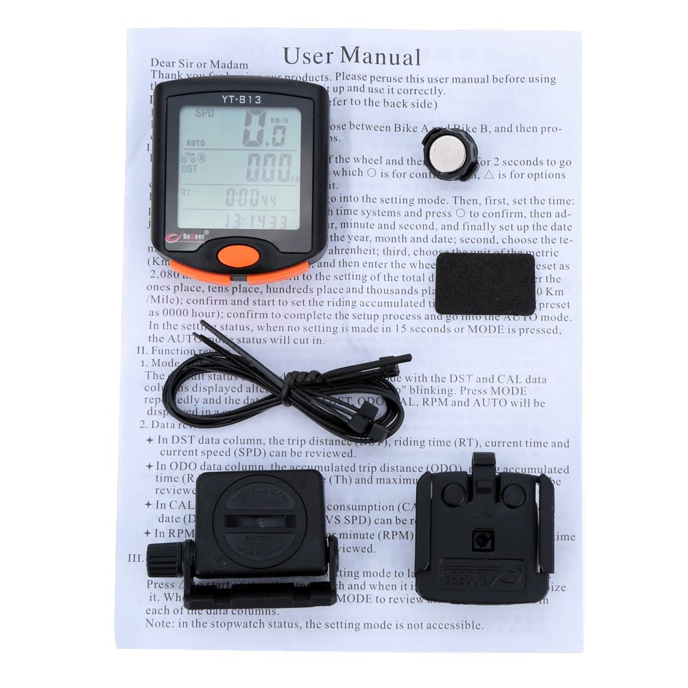Waterproof Bike Speedometer  LCD Backlight Rainproof