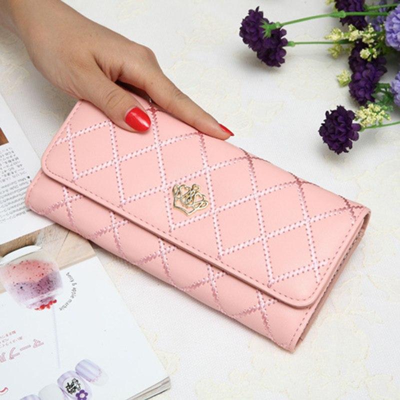 6-6/00/6-6.High capacity women wallets metal crown lady long clutch wallet female PU leather flip up card holder purse