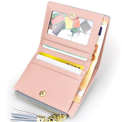 Tassel Zipper Pink Woman's Wallet