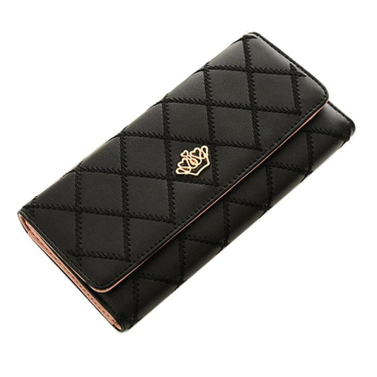 6-6/00/6-6.High capacity women wallets metal crown lady long clutch wallet female PU leather flip up card holder purse