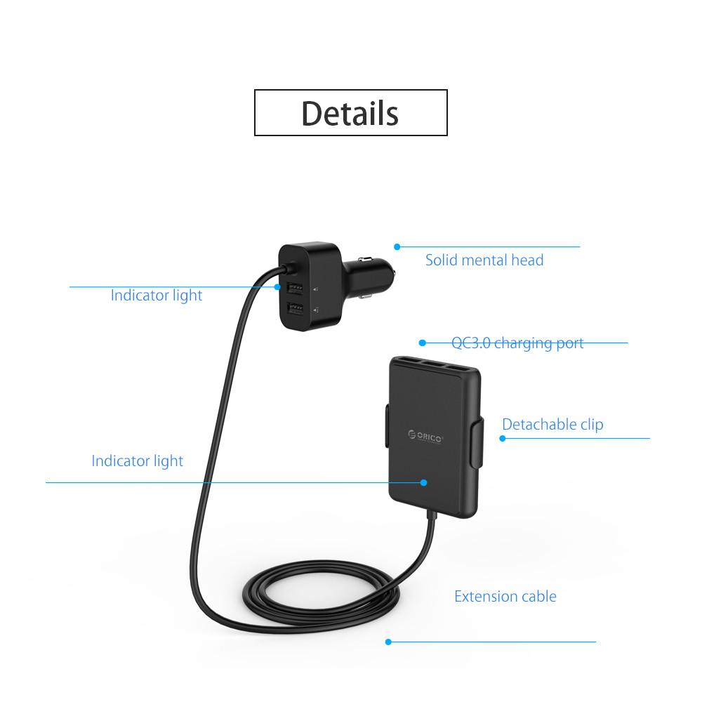 ORICO UCP-5P Portable 52W Car Charger