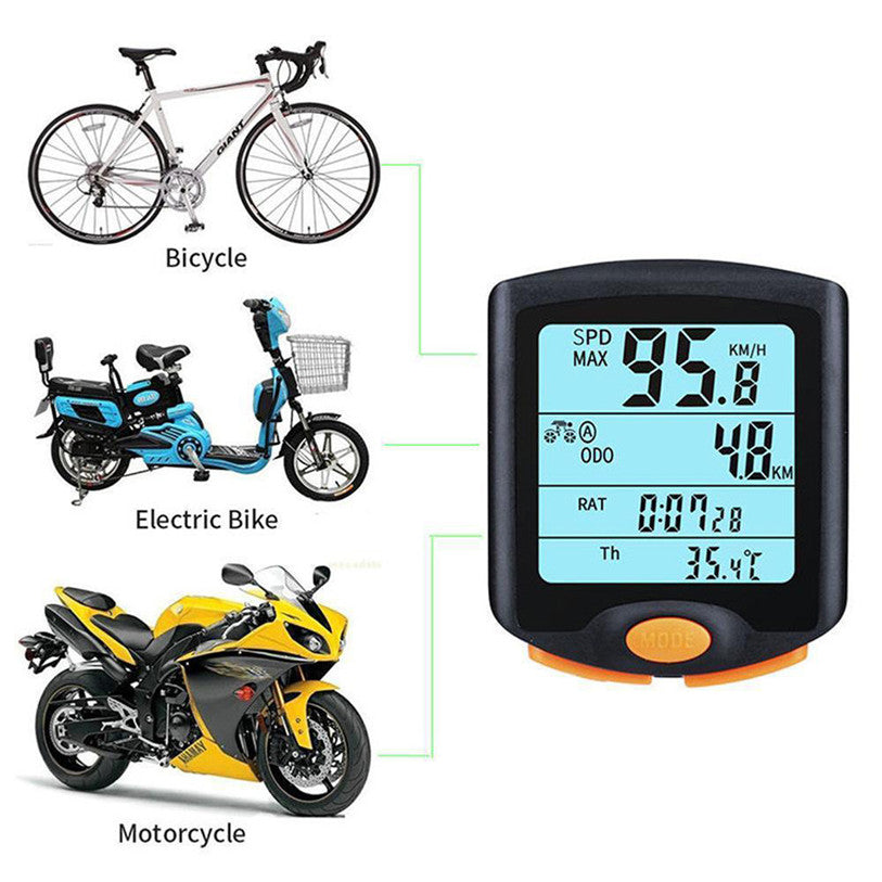 Waterproof Bike Speedometer  LCD Backlight Rainproof