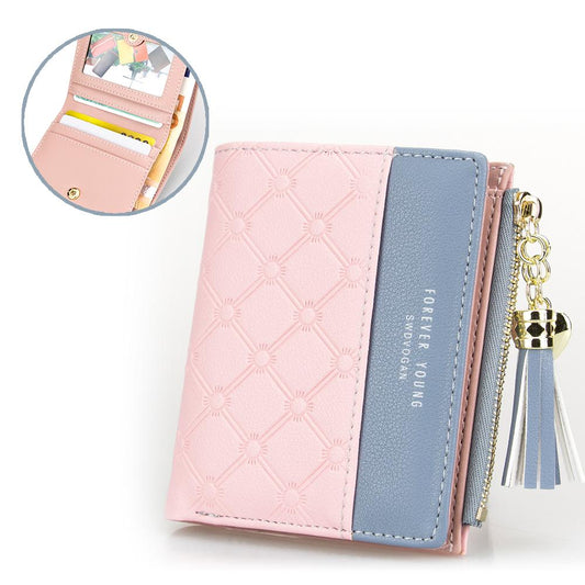 Tassel Zipper Pink Woman's Wallet