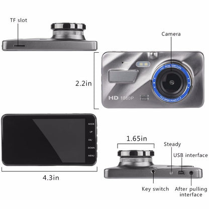 Full HD Dash Cam with Dual Lens and DVR