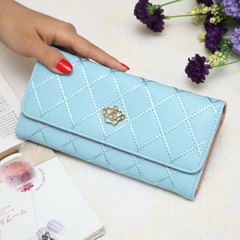 6-6/00/6-6.High capacity women wallets metal crown lady long clutch wallet female PU leather flip up card holder purse