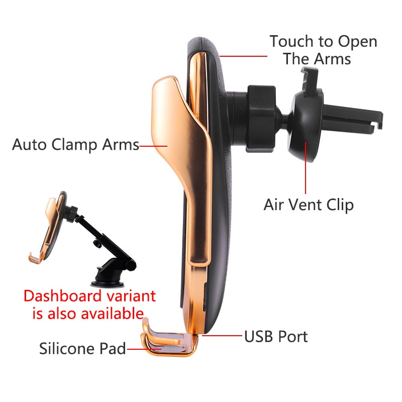Wireless Car Charger Holder for Apple and Android