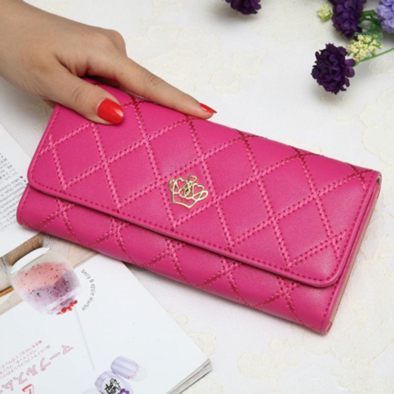 6-6/00/6-6.High capacity women wallets metal crown lady long clutch wallet female PU leather flip up card holder purse