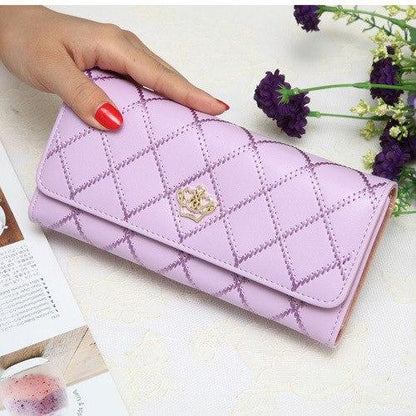 6-6/00/6-6.High capacity women wallets metal crown lady long clutch wallet female PU leather flip up card holder purse