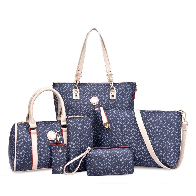 Six-Piece Fish bone patterned bun mother bag set