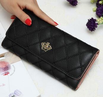 6-6/00/6-6.High capacity women wallets metal crown lady long clutch wallet female PU leather flip up card holder purse