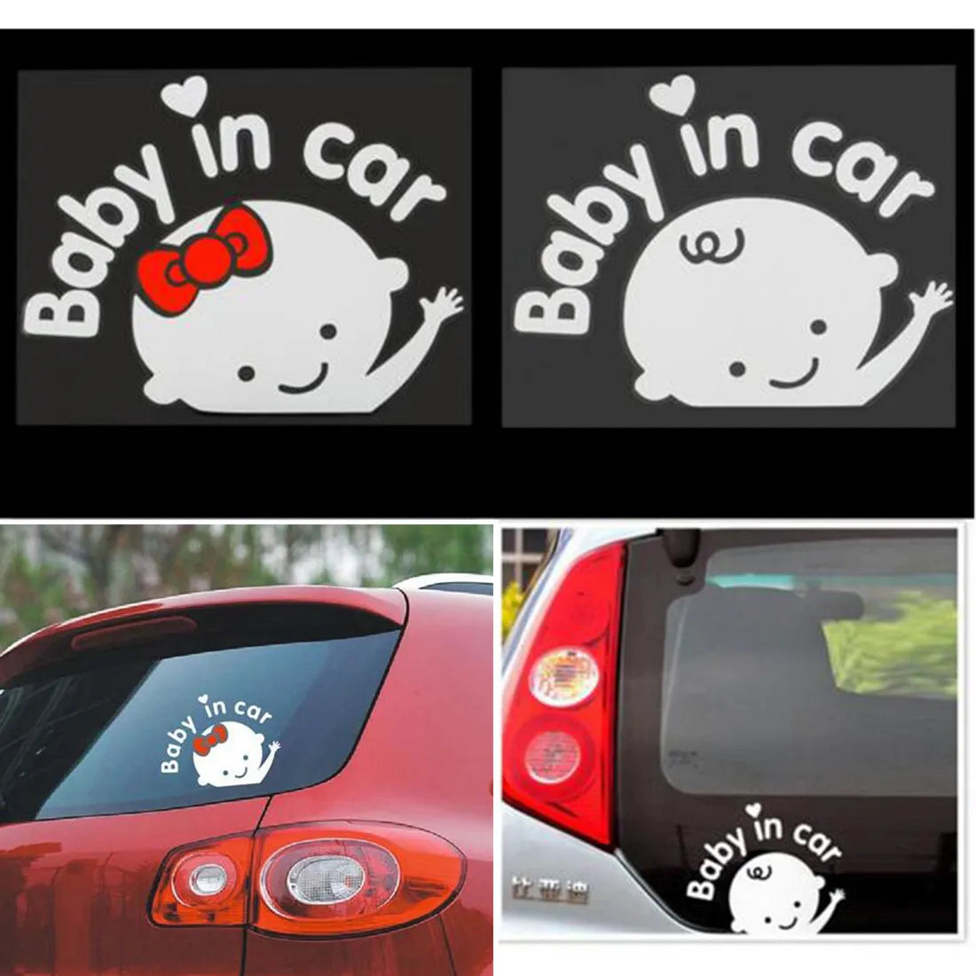 Dewtreetali 3D Cartoon Sticker - "Baby in Car"