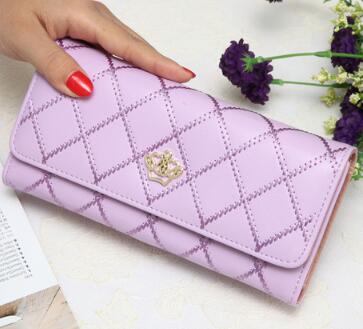 6-6/00/6-6.High capacity women wallets metal crown lady long clutch wallet female PU leather flip up card holder purse