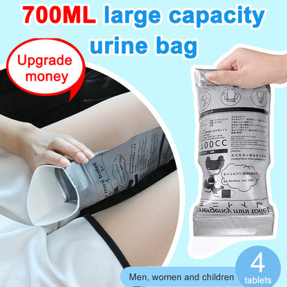 4pcs Outdoor Emergency Urinate Bags of 700ml in volume